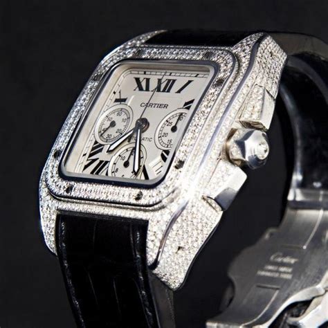 cartier santos 100 xl diamond replica|cartier santos 100 xl chronograph.